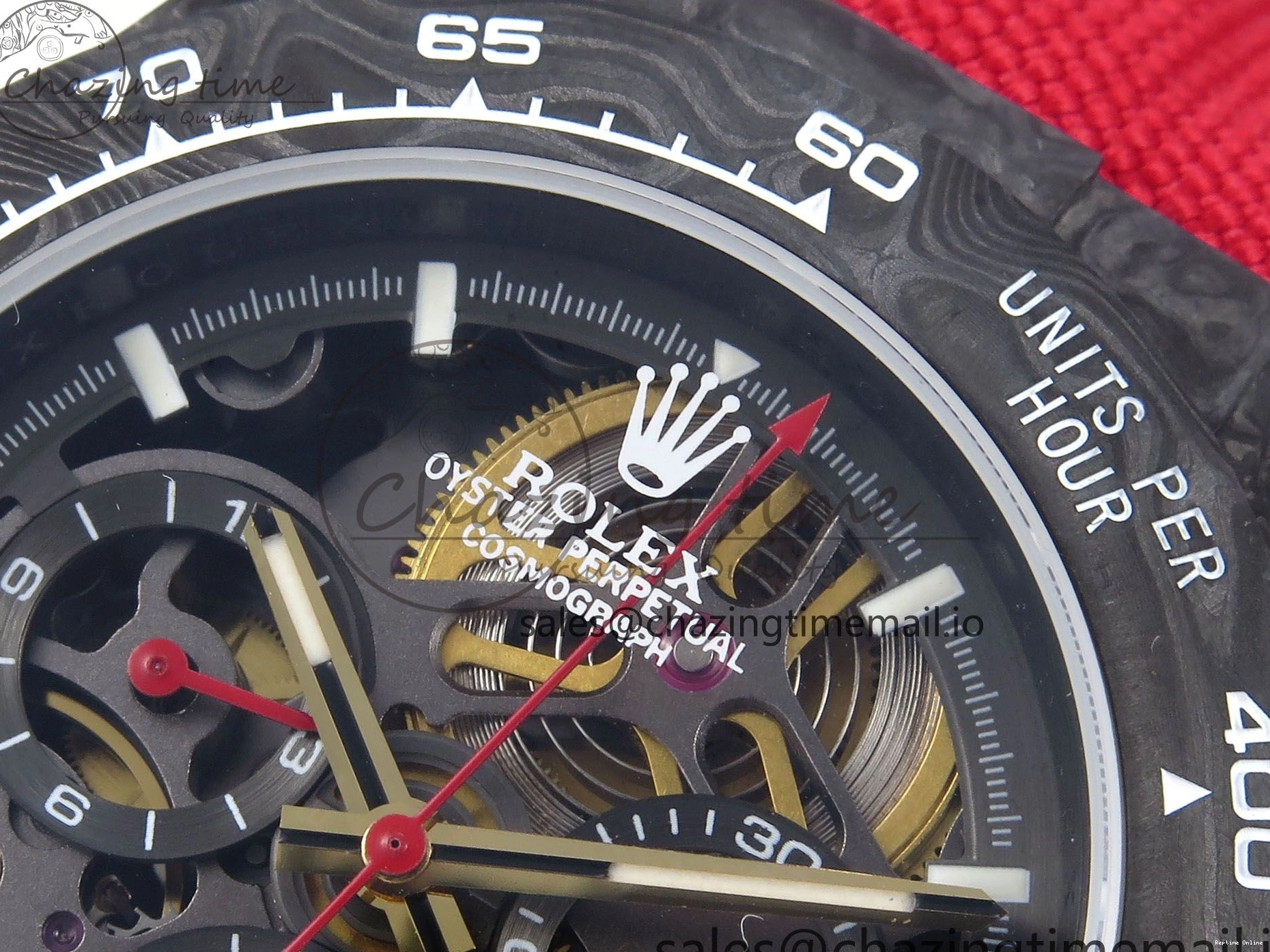 0405 Daytona Diw 40mm N6F 1:1 Best Edition Gray Skeleton Dial Red Nylon Strap DD Original 900